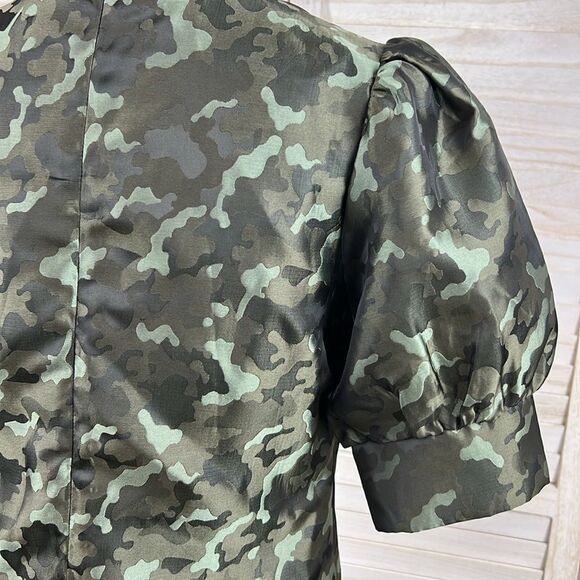 SEN Puff Sleeve Camo Mini Dress Medium - Picture 11 of 14
